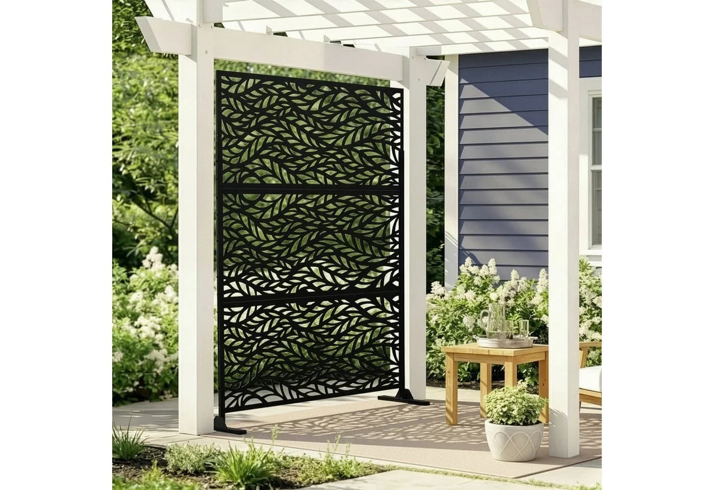casa.pro Paravent Outdoor Schwarz Verzinkter Stahl - Bild 2