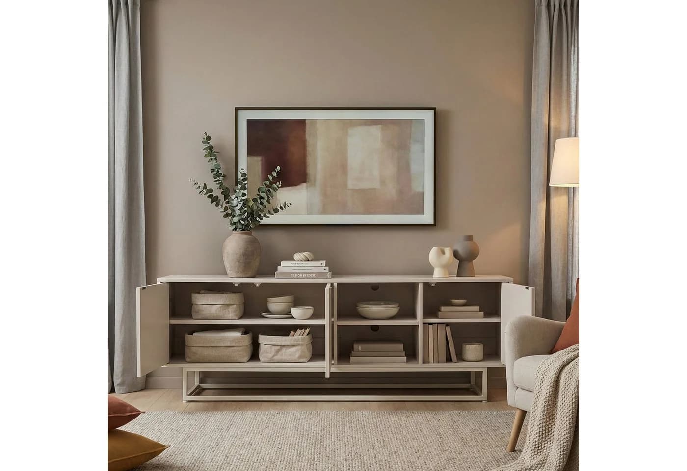en.casa Sideboard Boxholm Sandfarben