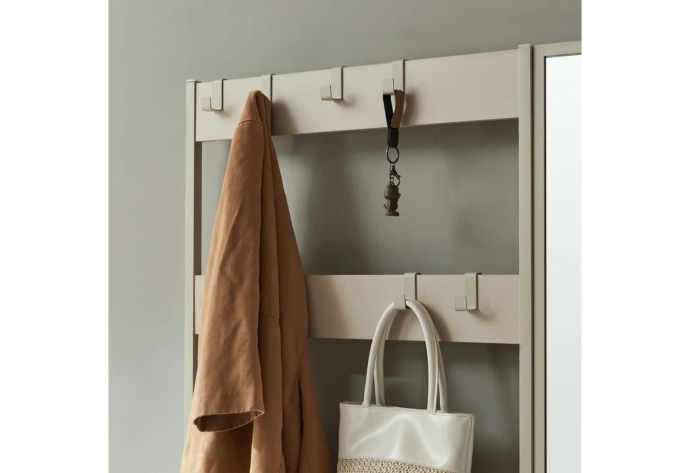 en.casa Garderobenständer Napinerg Spiegel Schuhregal Sitzbank Beige - Bild 3