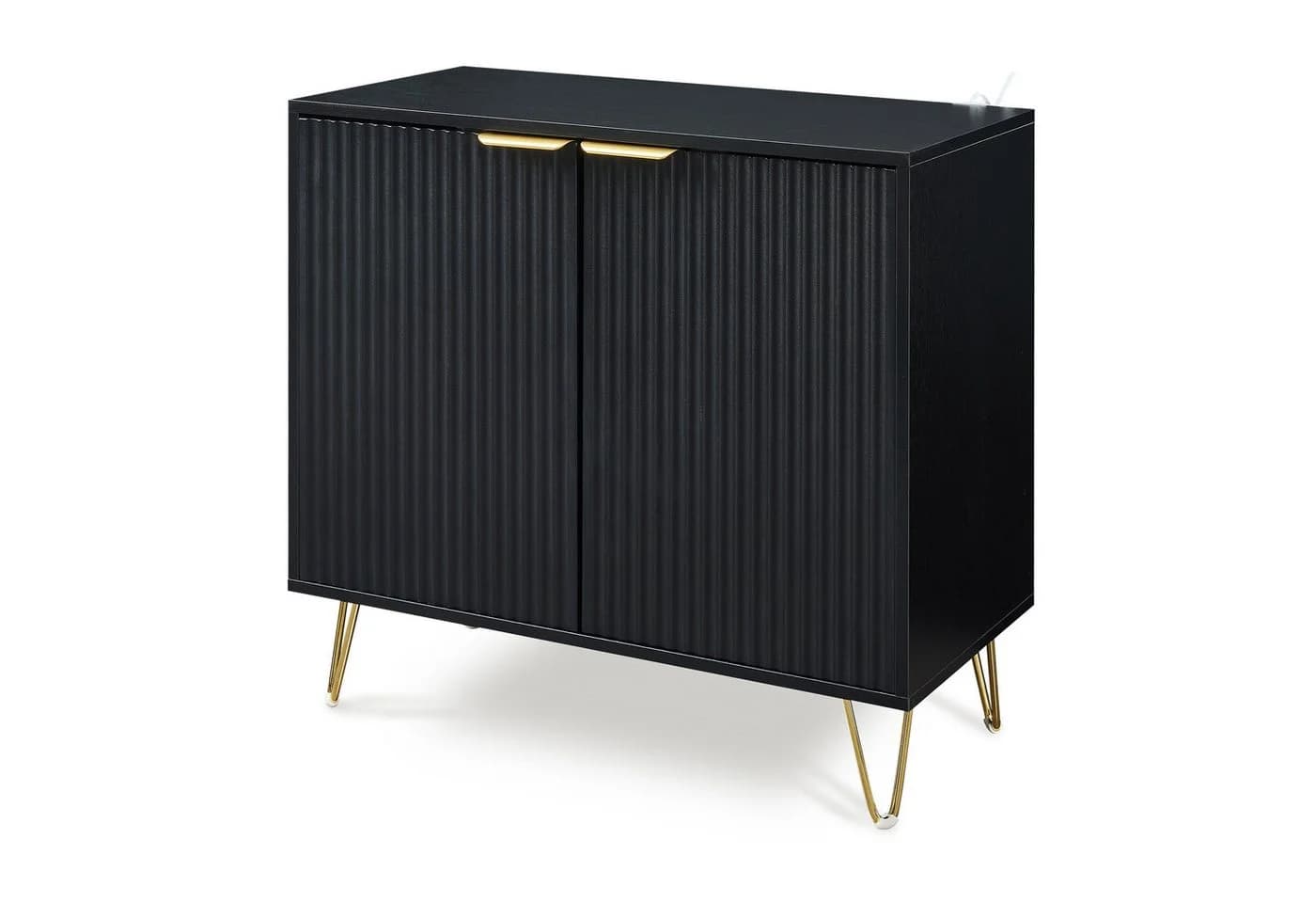 en.casa Mehrzweckschrank 75x80x40 cm Schwarz 2 Türen 2 Fächer - Bild 5