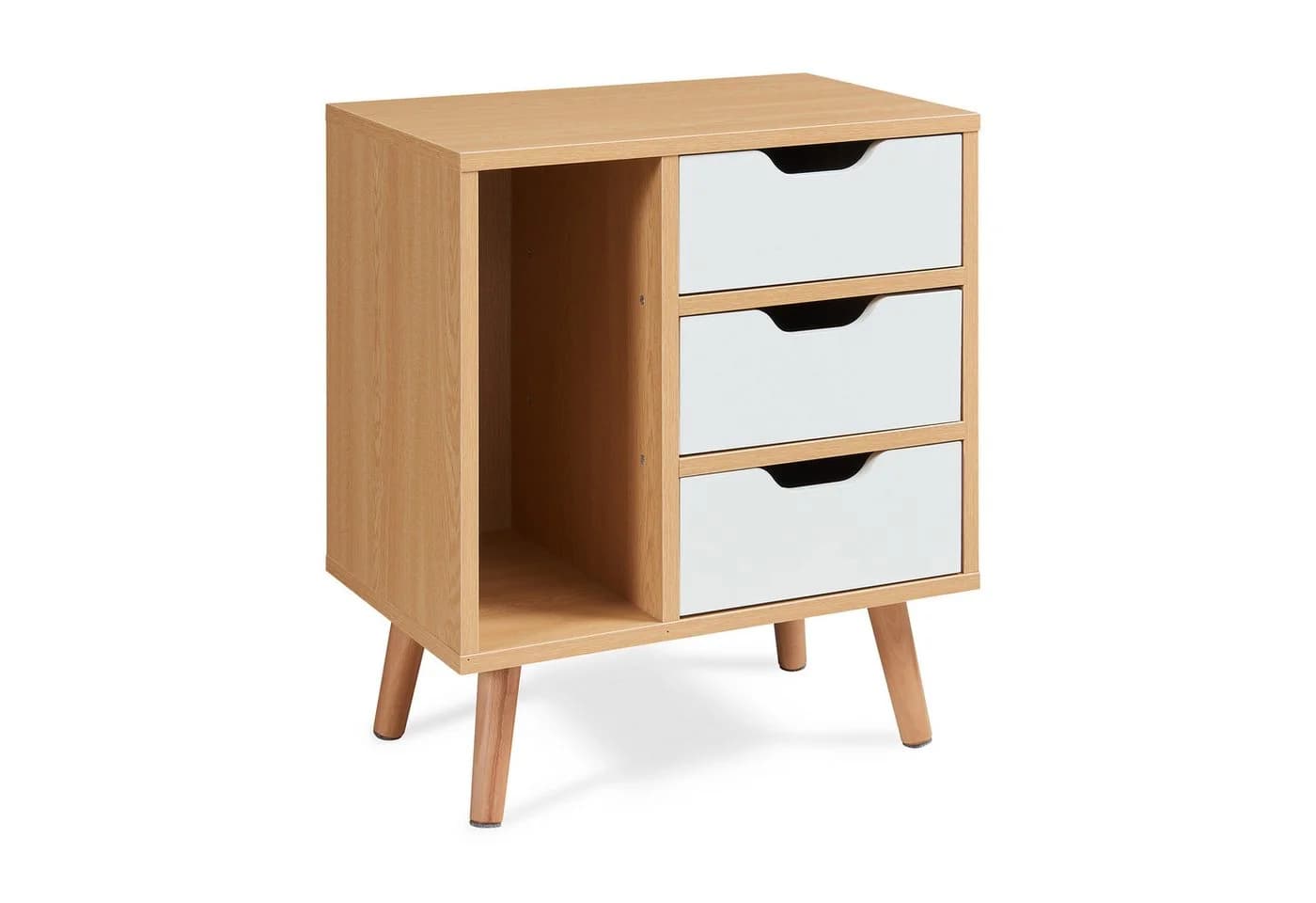 en.casa Nachttisch Bordkak 3 Schubladen Holzbeine Eicheoptik/Weiß - Bild 5