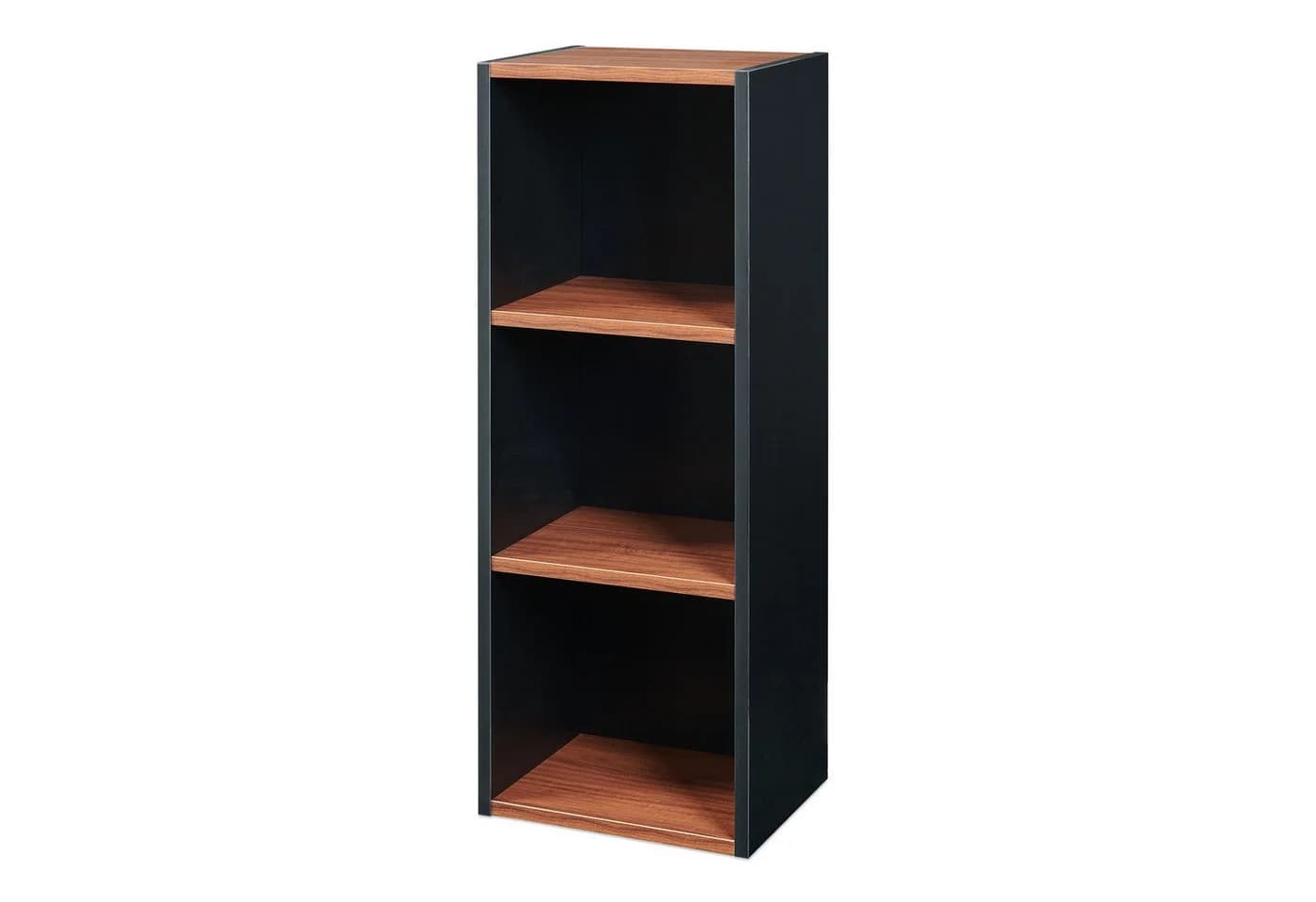 en.casa Bücherregal Trond 3 Fächer Schwarz Walnussoptik