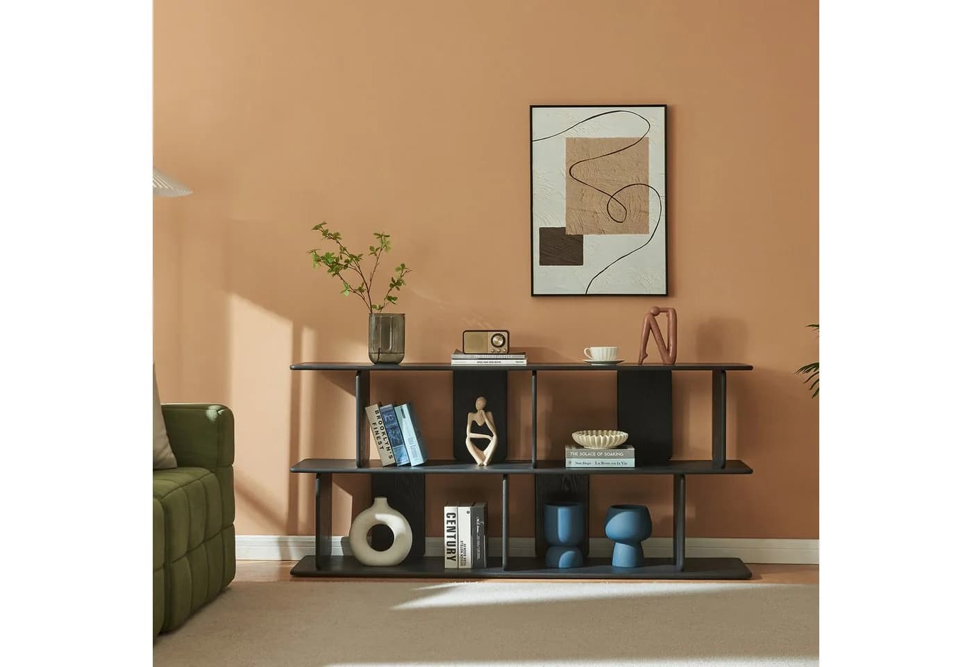 en.casa Standregal Schwarz 4 Fächer Modern