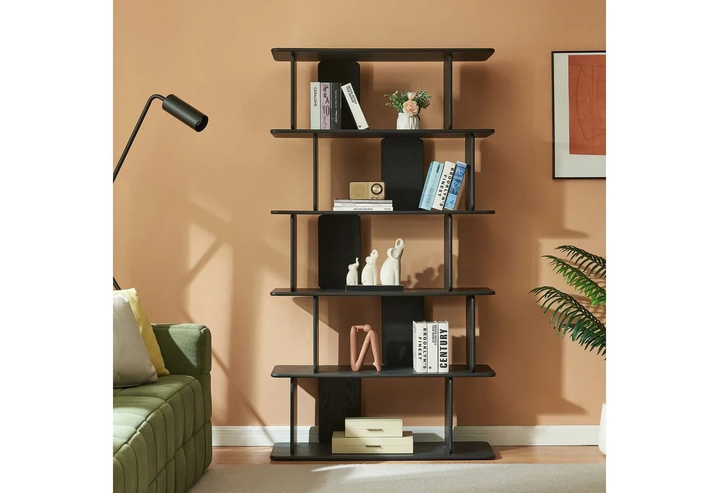 en.casa Bücherregal Gäljami 5 Fächer Schwarz Modern - Bild 3