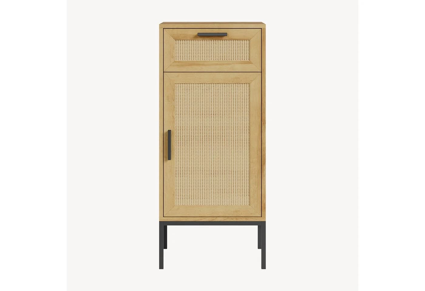 en.casa Midischrank Marhasa mit Tür und Schublade 92x40x30 cm Eicheoptik/Schwarz - Bild 5