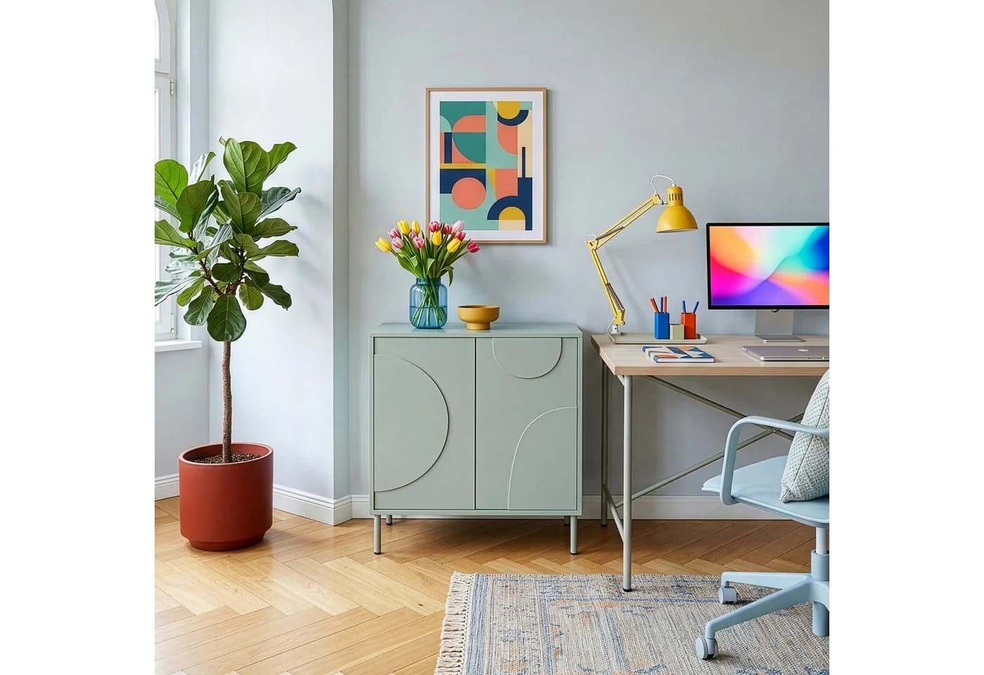 en.casa Sideboard »Holea« Push-to-Open Salbeigrün