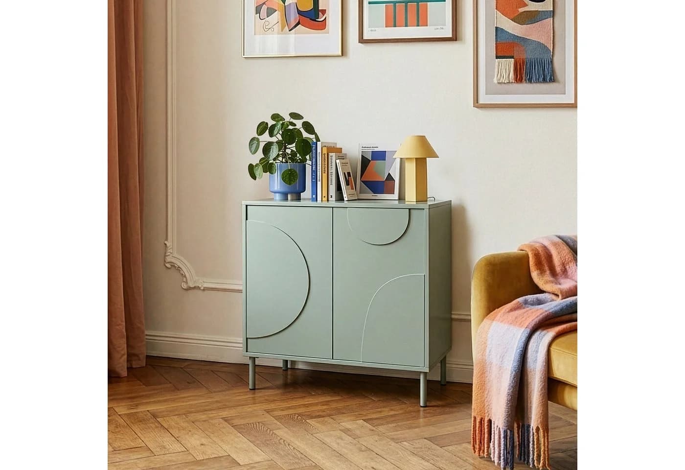 en.casa Sideboard »Holea« Push-to-Open Salbeigrün - Bild 2