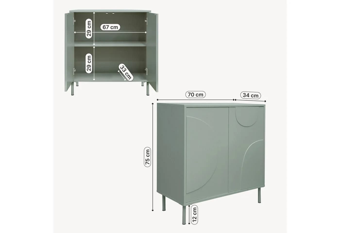en.casa Sideboard »Holea« Push-to-Open Salbeigrün - Bild 5