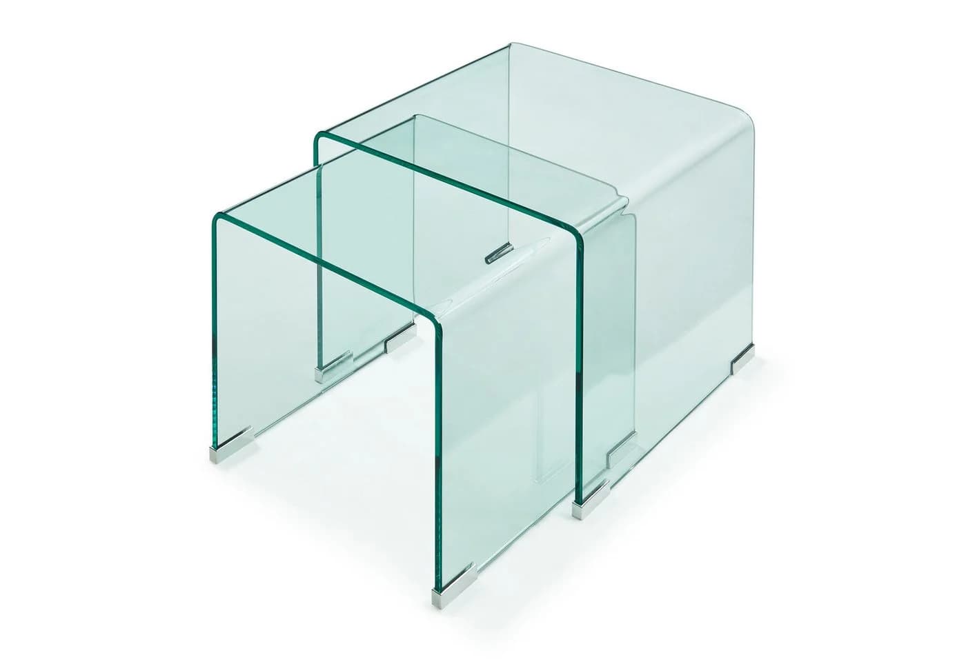 en.casa Satztisch 2-tlg. Couchtisch-Set Glastisch Transparent