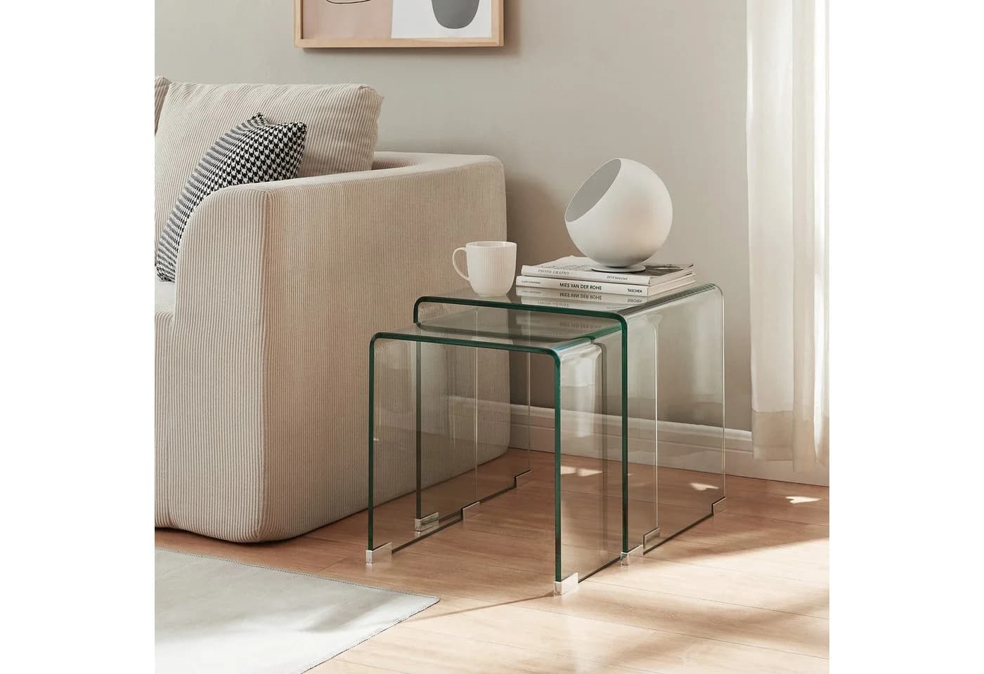 en.casa Satztisch 2-tlg. Couchtisch-Set Glastisch Transparent - Bild 4