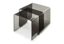 en.casa Satztisch 2-tlg. Couchtisch-Set Glastisch Dunkelgrau Bild 1