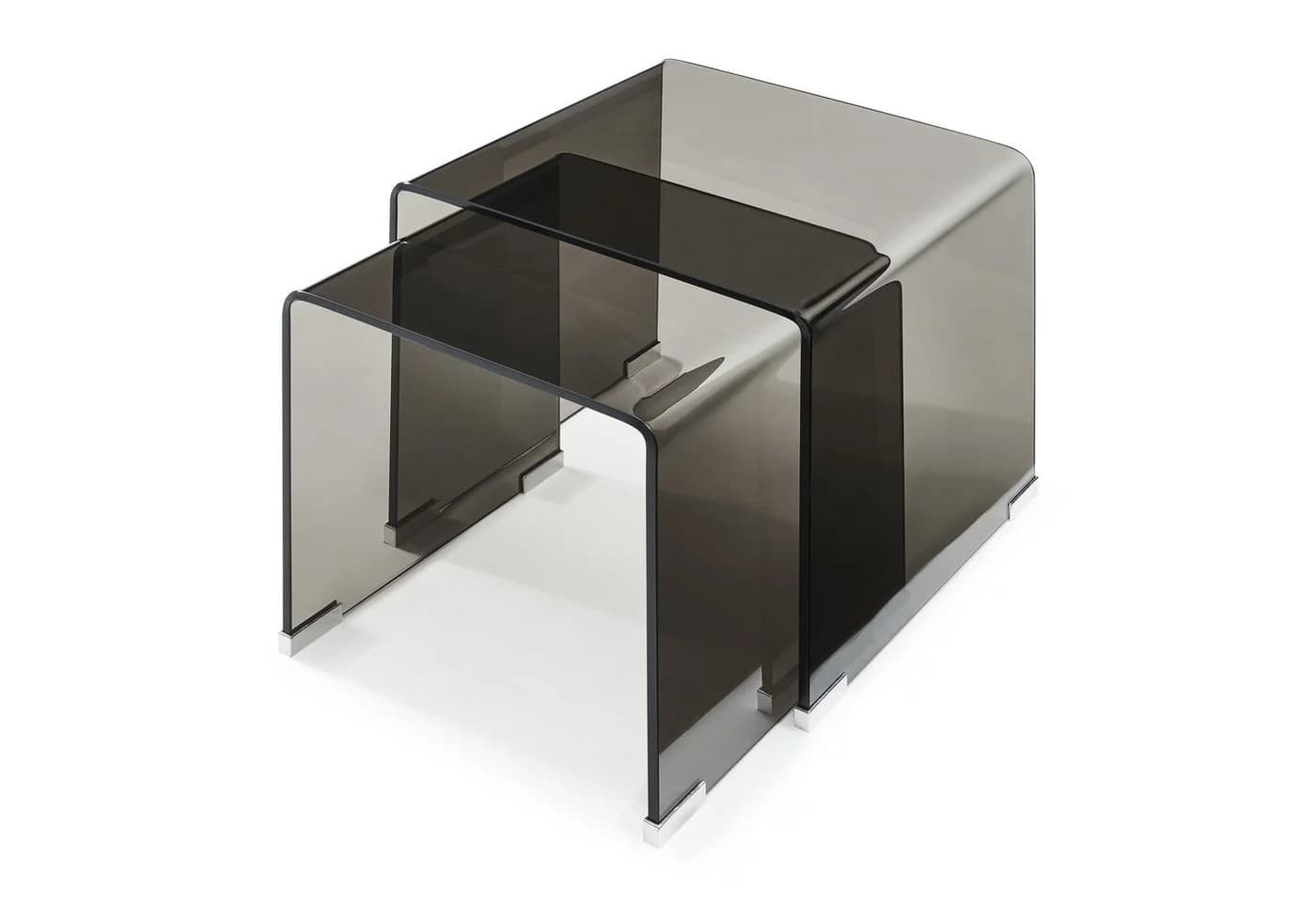 en.casa Satztisch 2-tlg. Couchtisch-Set Glastisch Dunkelgrau