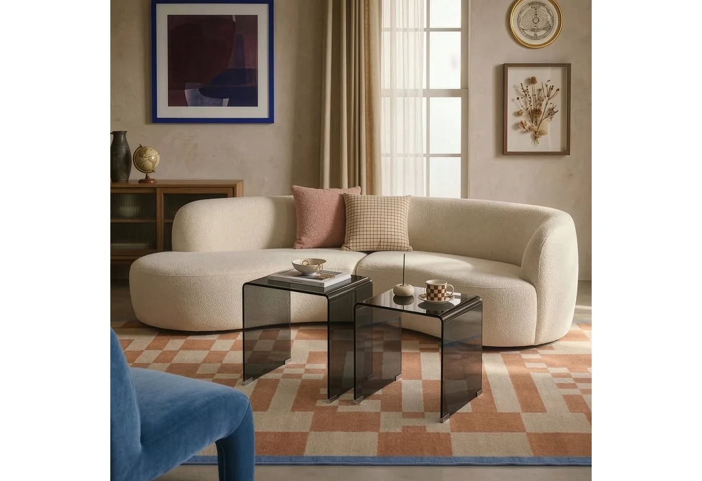 en.casa Satztisch 2-tlg. Couchtisch-Set Glastisch Dunkelgrau - Bild 5