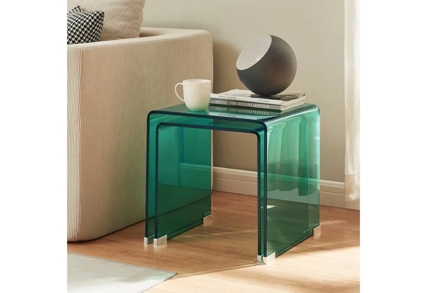 en.casa Satztisch 2-tlg. Glastisch-Set Grün Modern - Bild 4