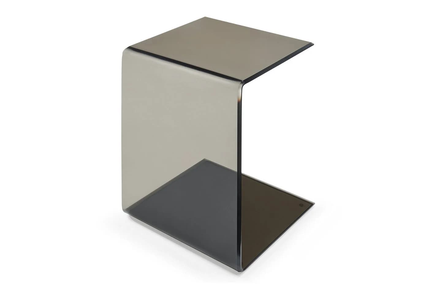 en.casa Beistelltisch C-Form Glas Dunkelgrau