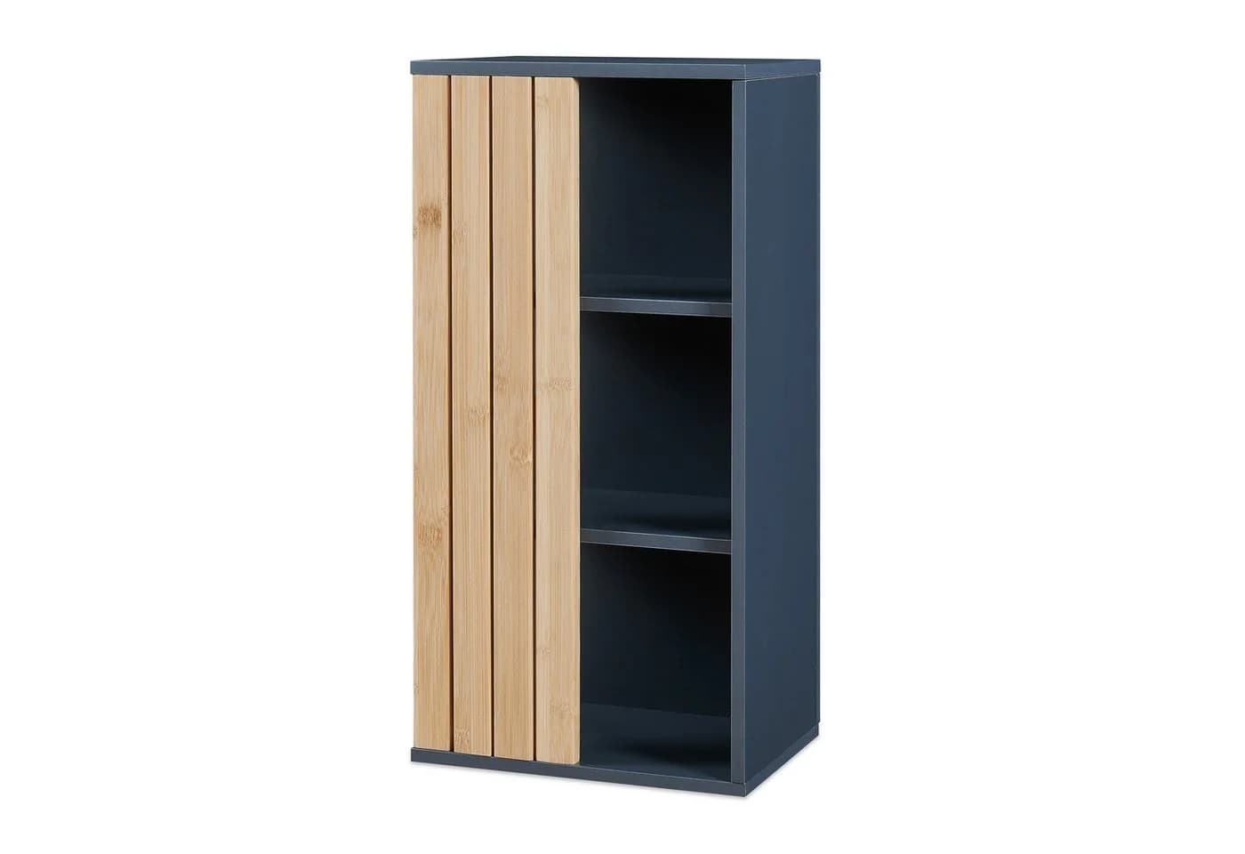 en.casa Hängeschrank Svanes 60x30x20 cm mit 3 Fächern Dunkelgrau/Bambus