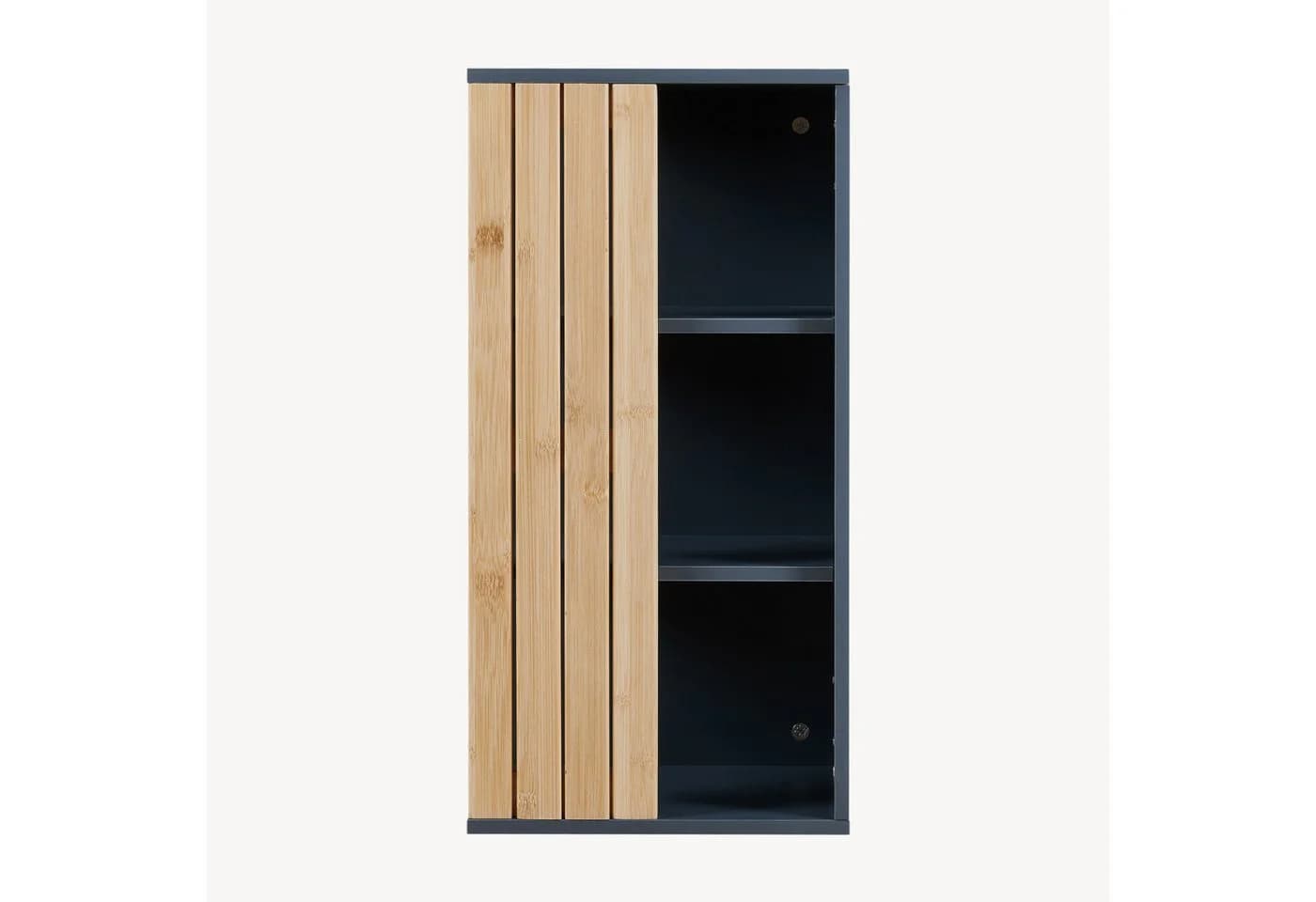 en.casa Hängeschrank Svanes 60x30x20 cm mit 3 Fächern Dunkelgrau/Bambus - Bild 4
