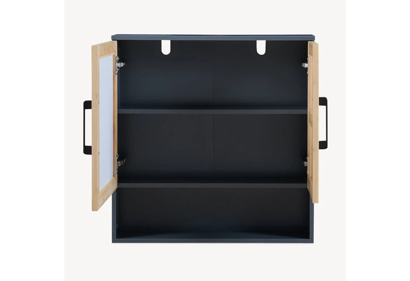 en.casa Spiegelschrank Svanes 58x56 cm Dunkelgrau/Natur Bambusfront - Bild 4