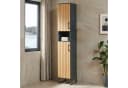 en.casa Hochschrank Svanes Bambusfront Dunkelgrau 170 cm Bild 2