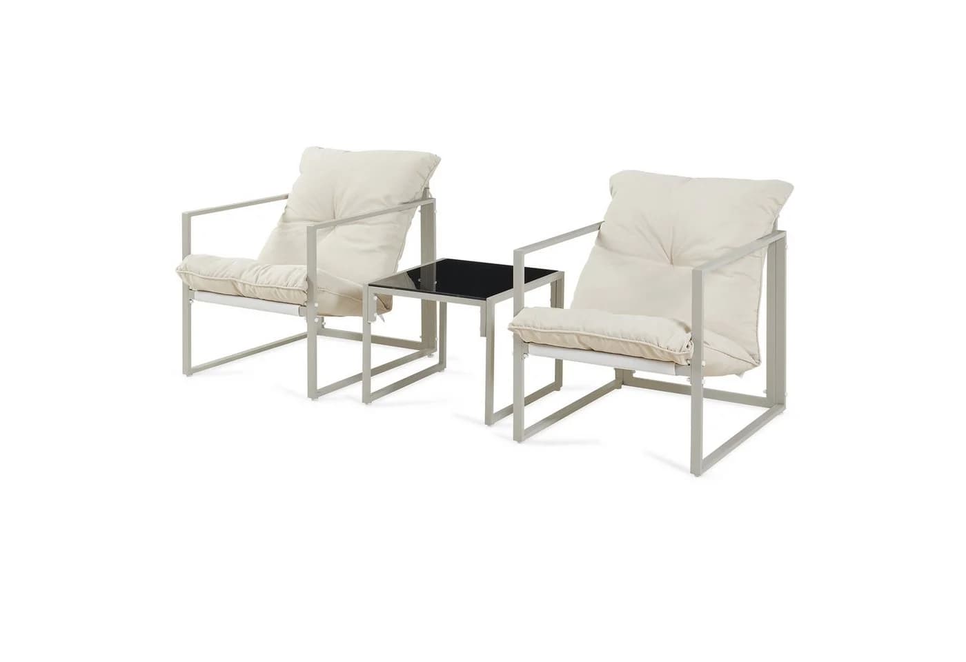 casa.pro Gartenlounge-Set 3-tlg. Beige Schwarz Stahl - Bild 3