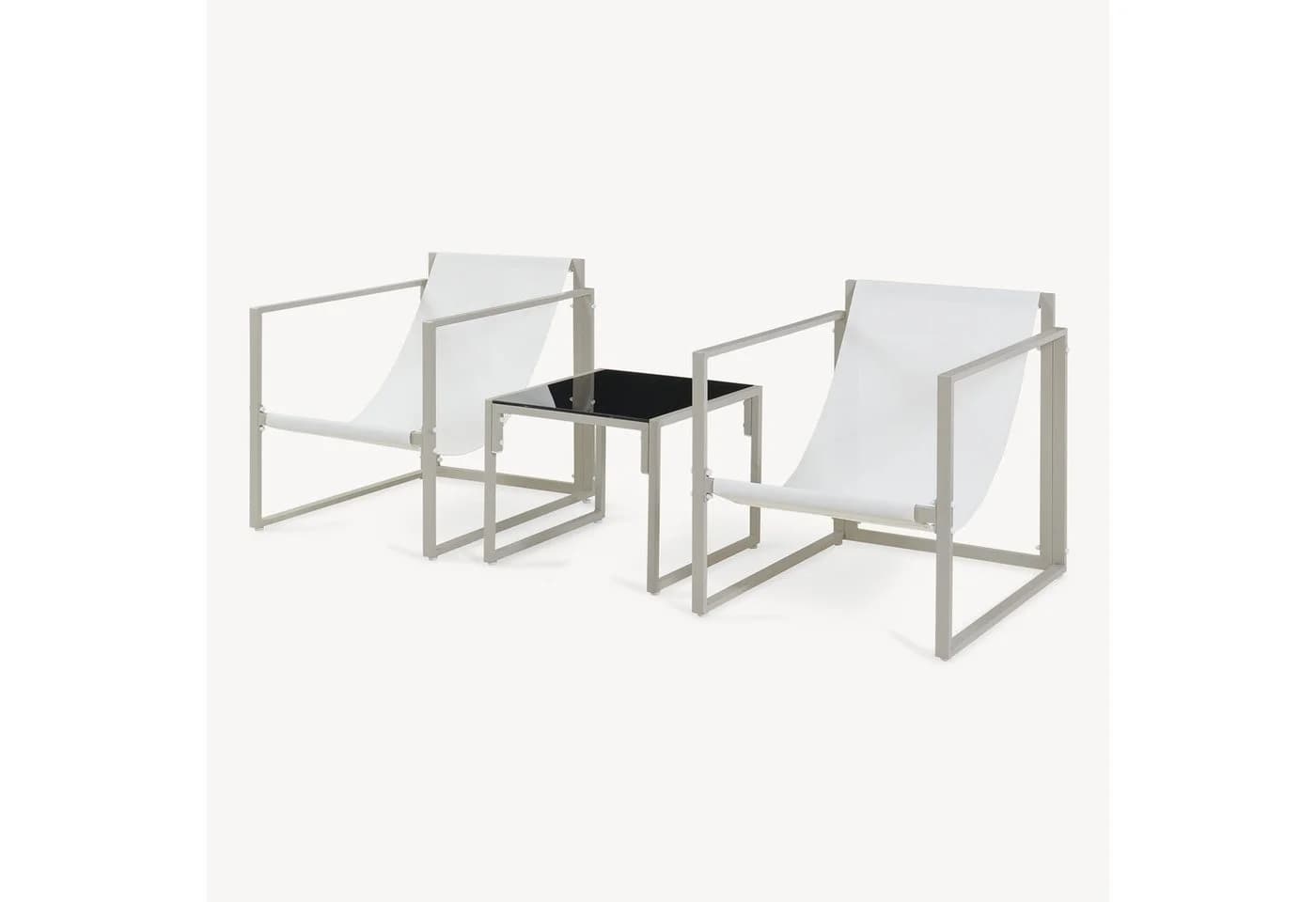 casa.pro Gartenlounge-Set 3-tlg. Beige Schwarz Stahl - Bild 5