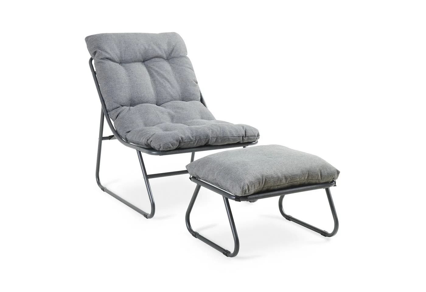 casa.pro Balkonset Malmö 2-tlg. Sessel mit Fußhocker Dunkelgrau - Bild 3