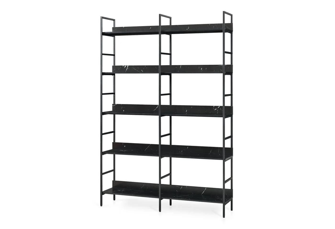 en.casa Bücherregal Noskik Schwarz Marmoroptik 5 Ablagen