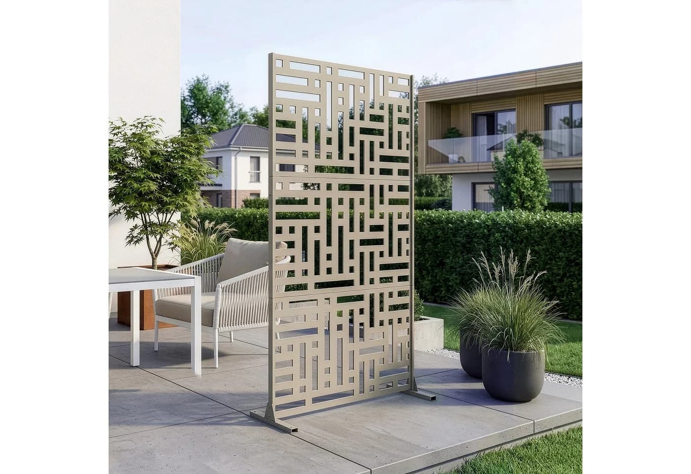 casa.pro Raumteiler Bernalda Stahl Sichtschutz 180x90cm Knoblauchbeige - Bild 2