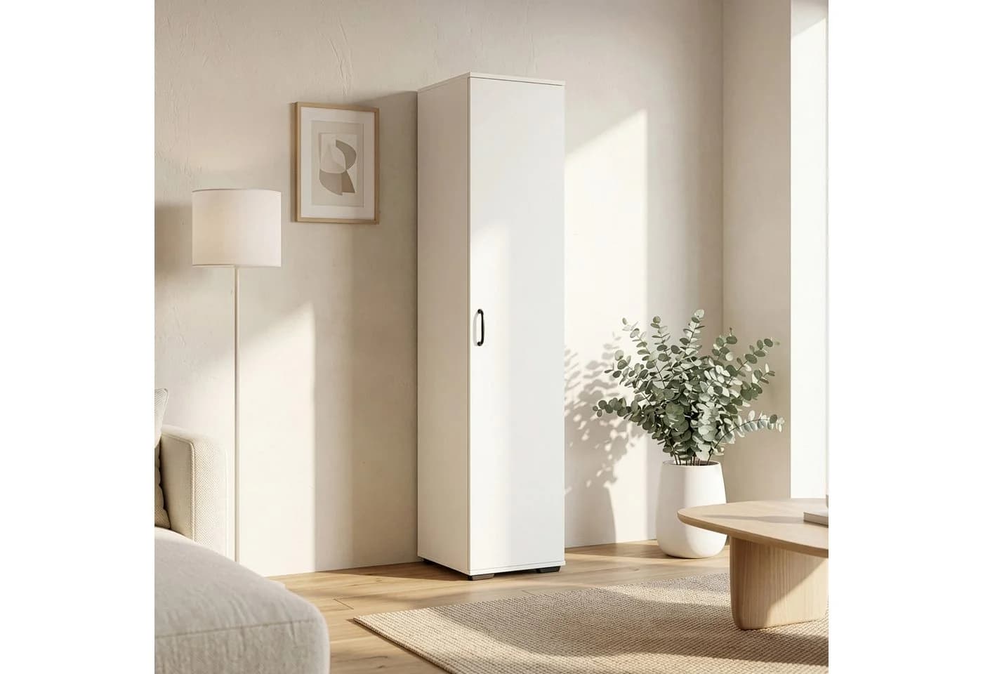 en.casa Mehrzweckschrank Weiß mit Tür und 5 Fächern - Bild 2