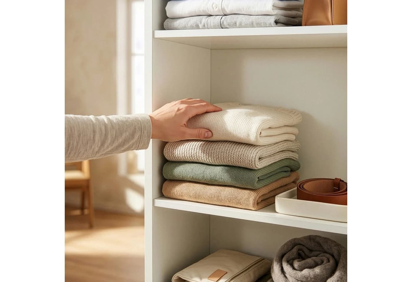 en.casa Mehrzweckschrank Weiß mit Tür und 5 Fächern - Bild 5