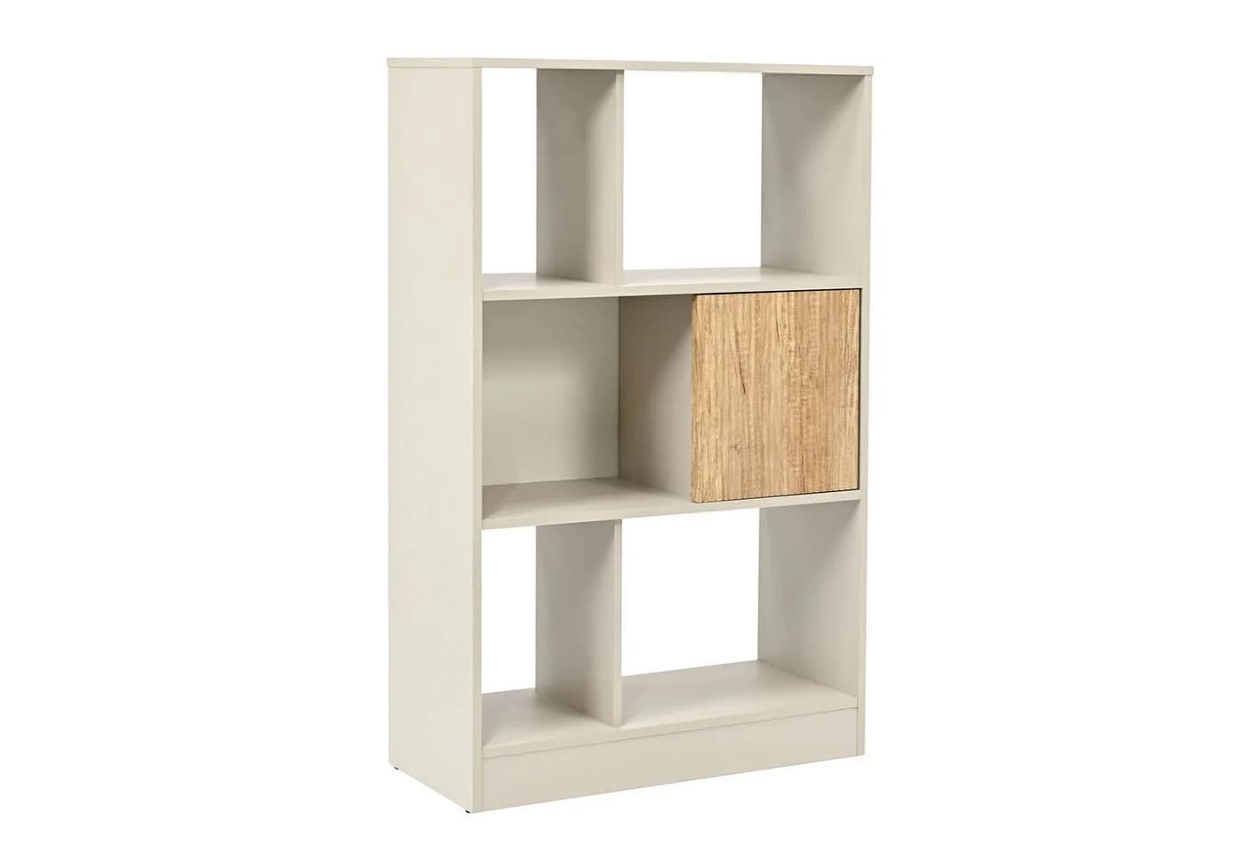 en.casa Bücherregal Karena 1 Tür 5 Fächer Cremeweiß/Eicheoptik