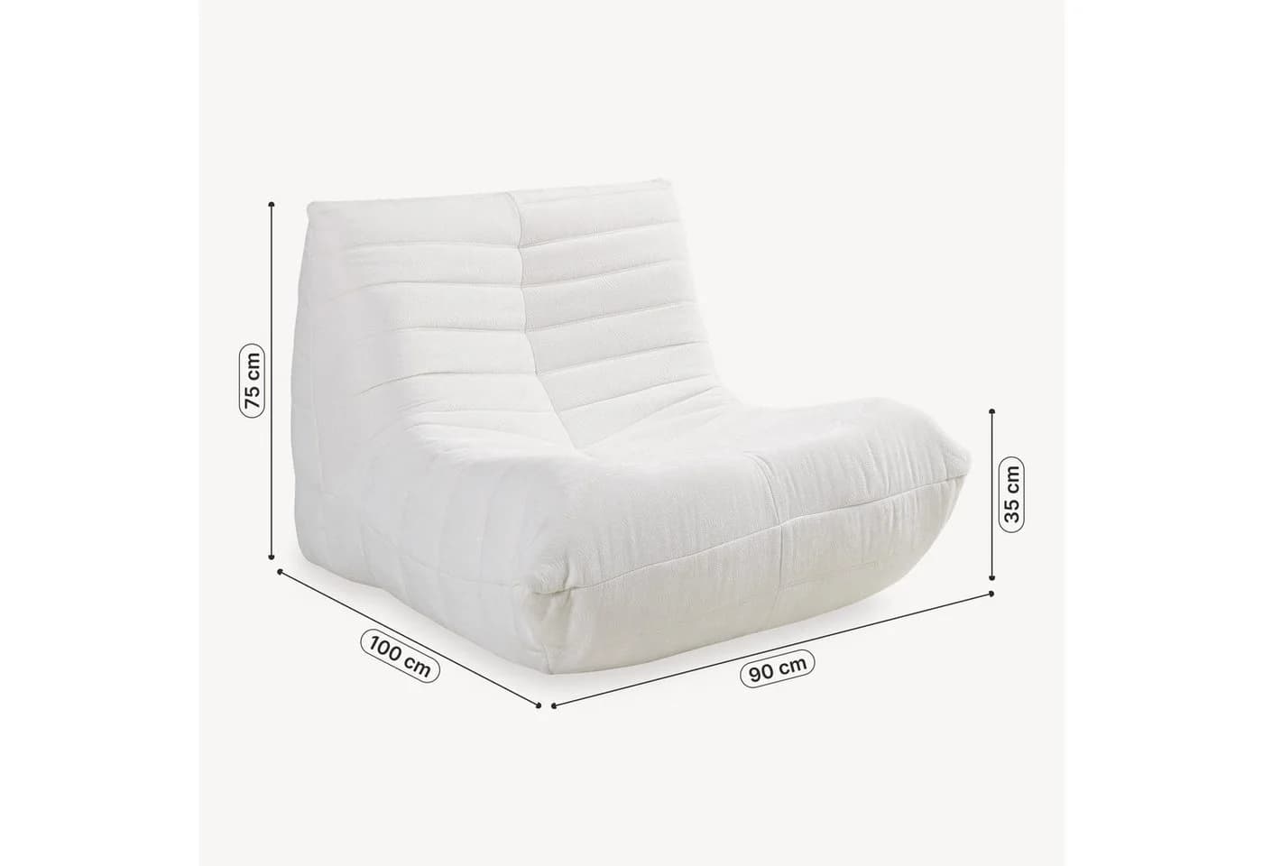 en.casa Sitzsack Kodsø mit Rückenlehne Chenille Beige - Bild 3
