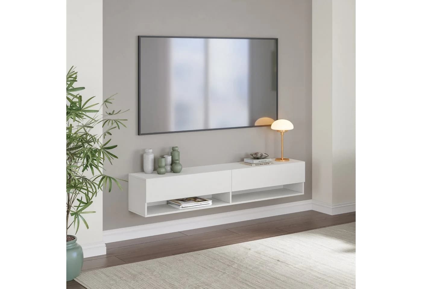 en.casa TV-Board Halmstad Wandhängend Weiß 160 cm - Bild 2