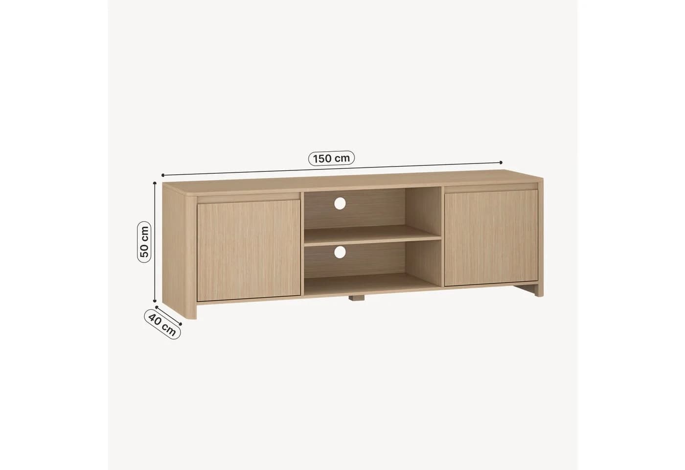 en.casa TV-Schrank Takranmaa Eicheoptik mit 2 Türen - Bild 3