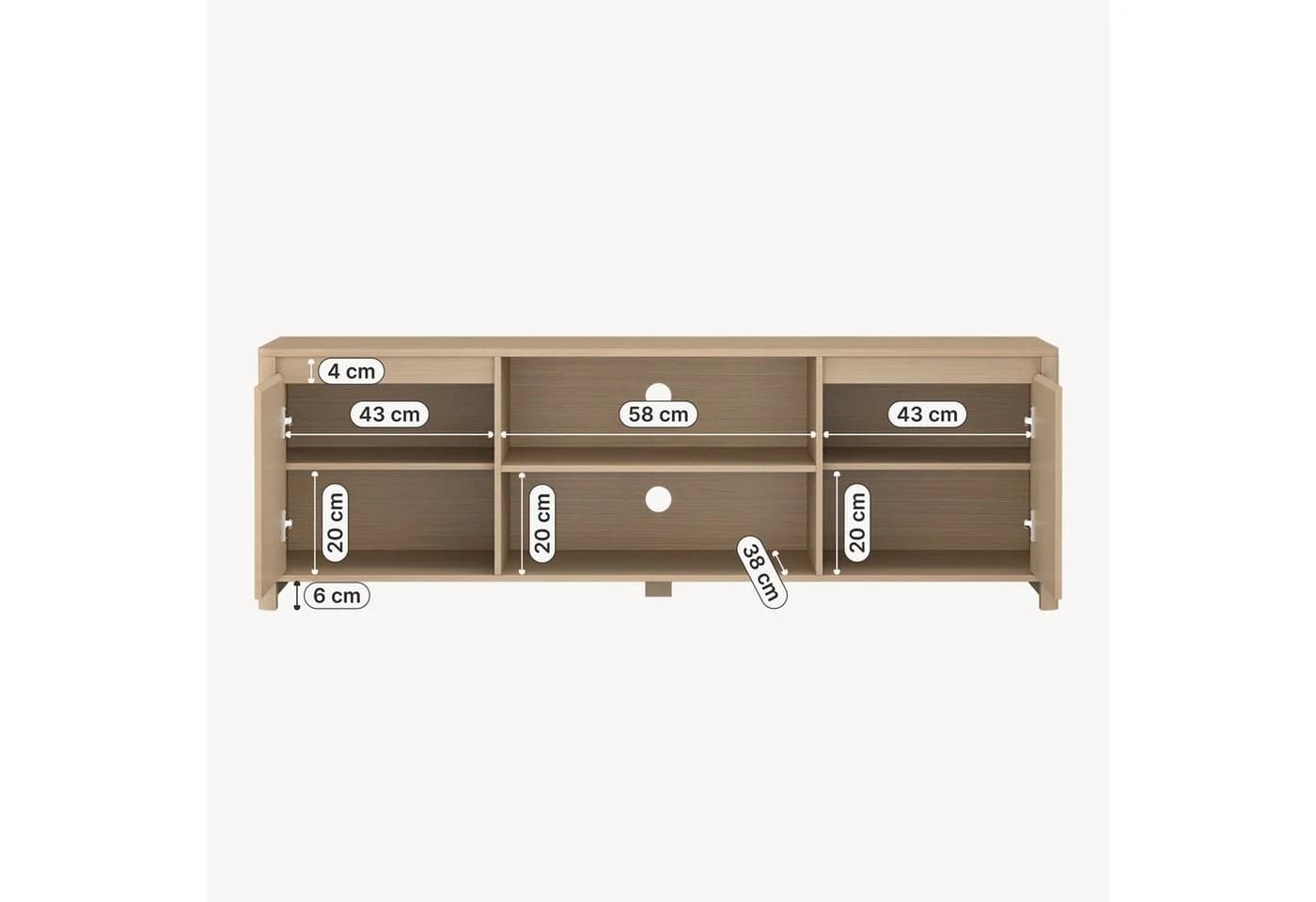 en.casa TV-Schrank Takranmaa Eicheoptik mit 2 Türen - Bild 4