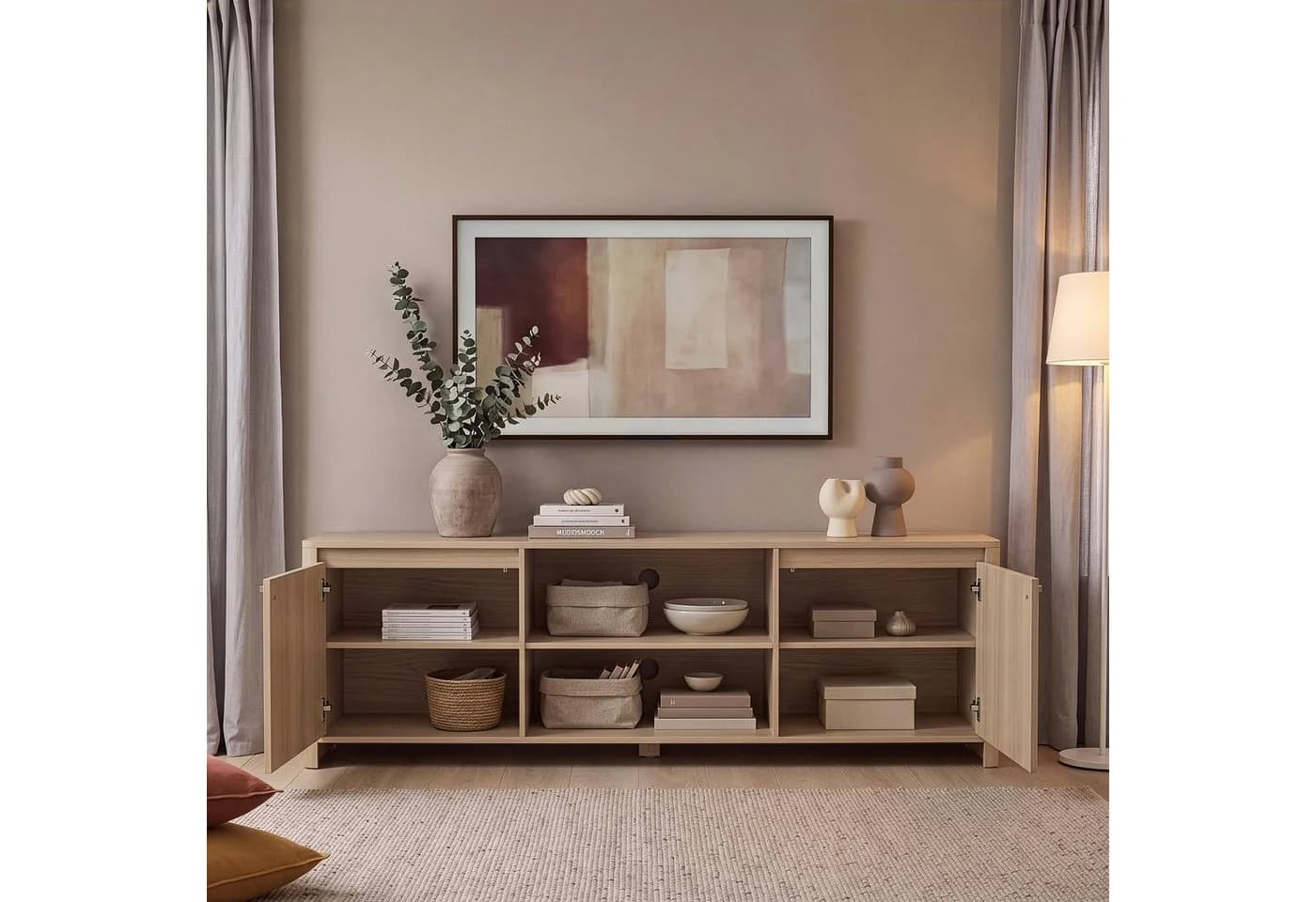 en.casa TV-Schrank Takranmaa Eicheoptik mit 2 Türen - Bild 5