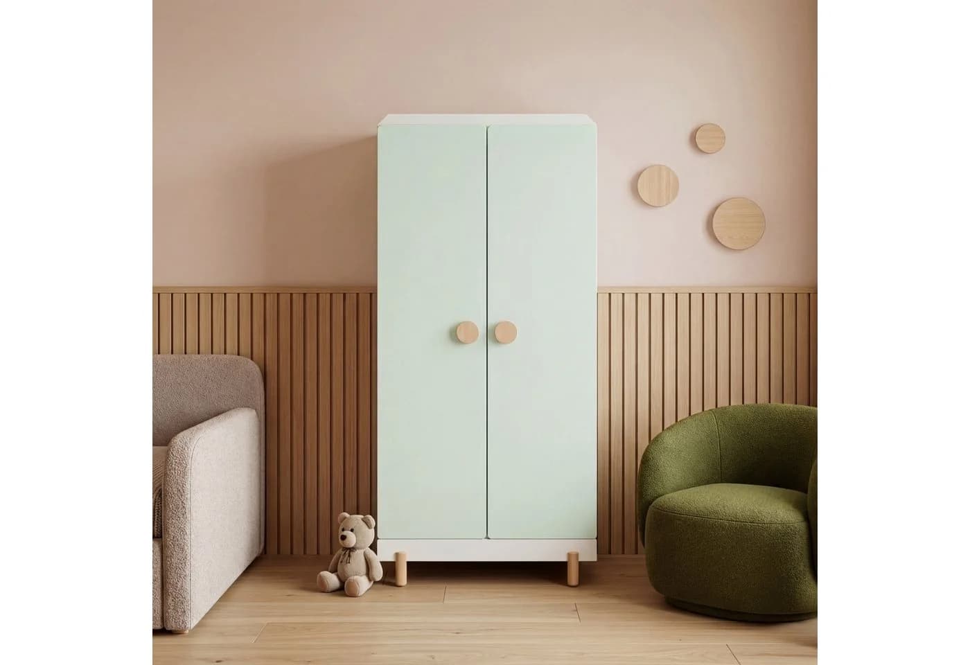 en.casa Kinderkleiderschrank Vaarentaa Weiß/Mintgrün - Bild 5