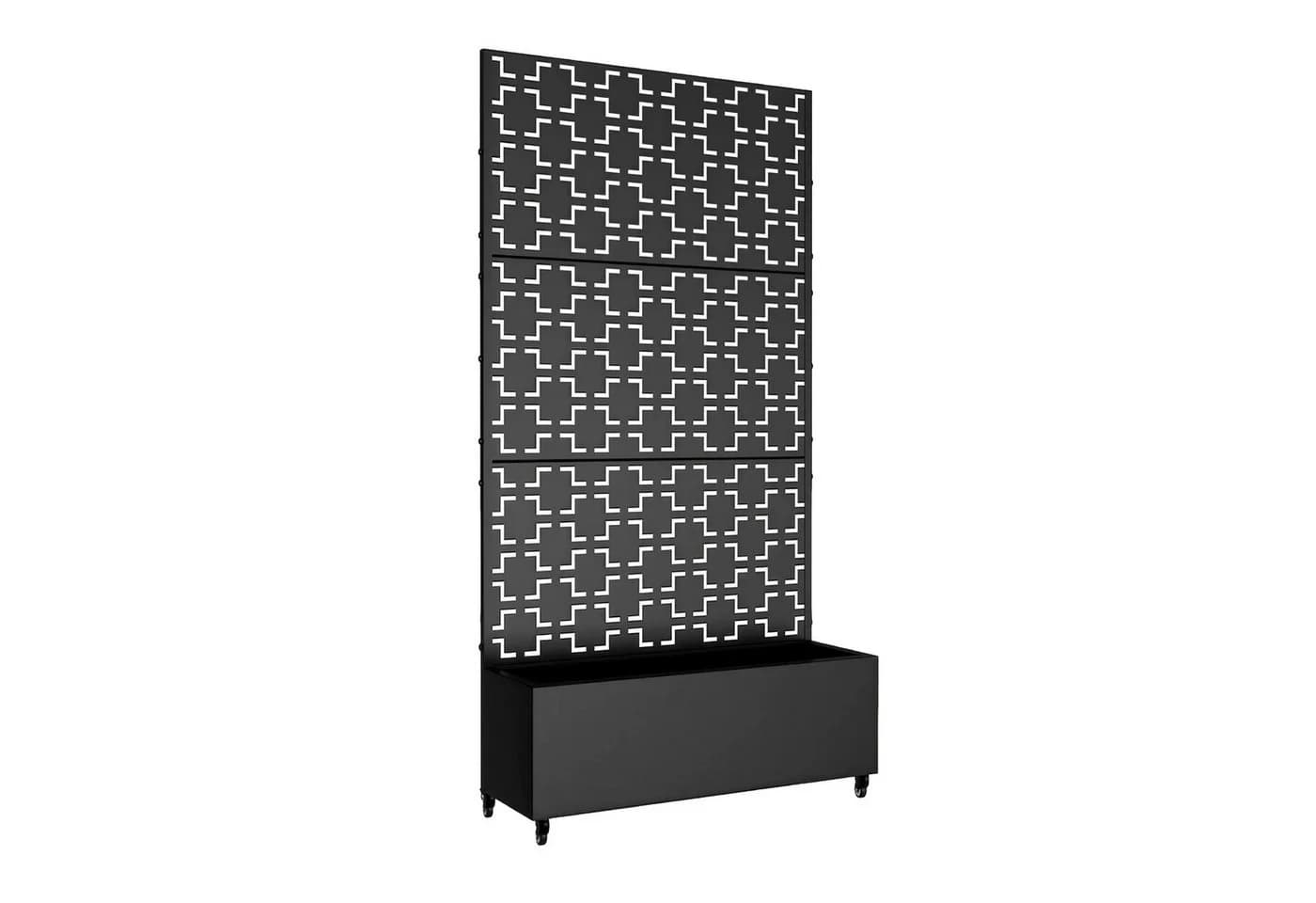 casa.pro Trennwand mit Blumenkasten Schwarz Metall