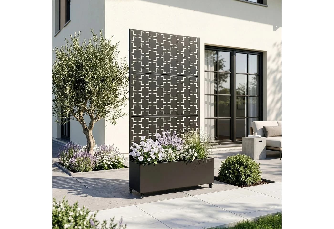 casa.pro Trennwand mit Blumenkasten Schwarz Metall - Bild 2