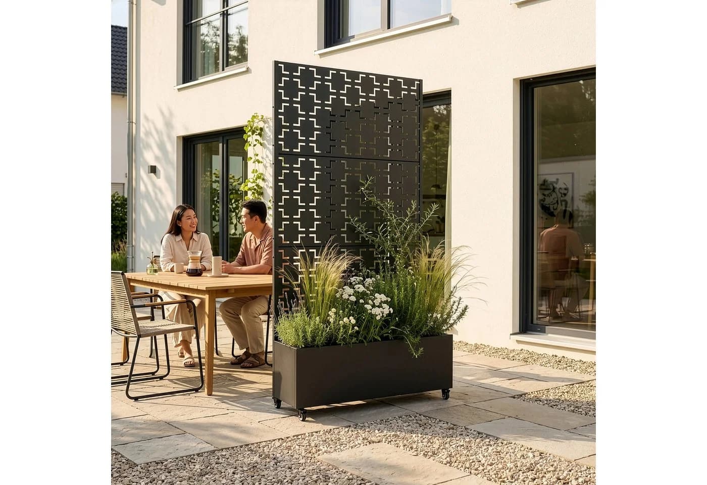 casa.pro Trennwand mit Blumenkasten Schwarz Metall - Bild 4