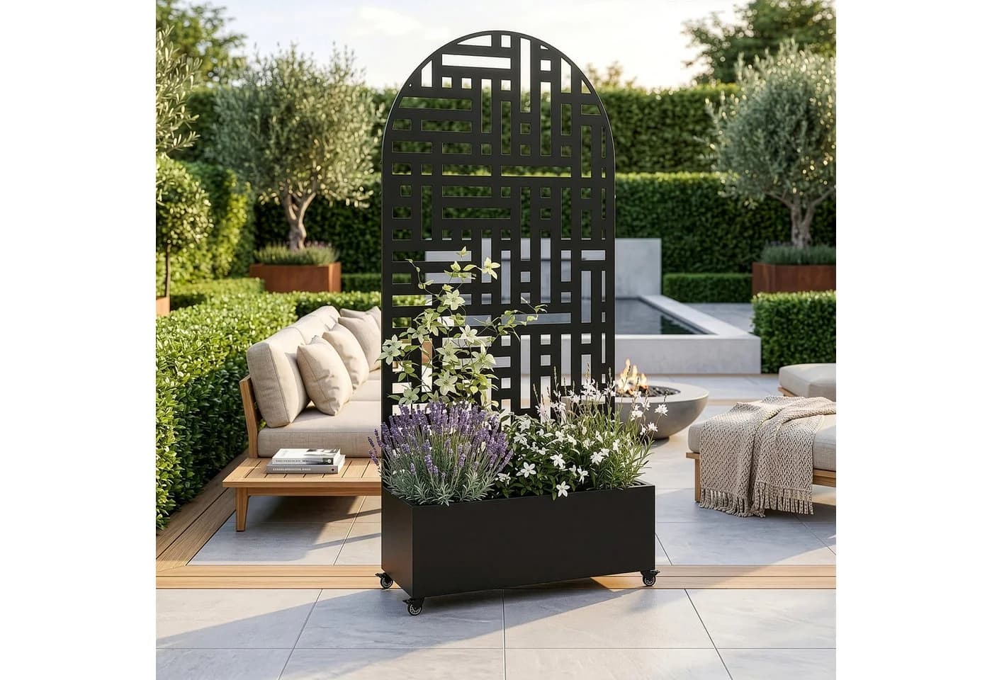 casa.pro Trennwand mit Blumenkasten Bernalda Schwarz Rollbar - Bild 2