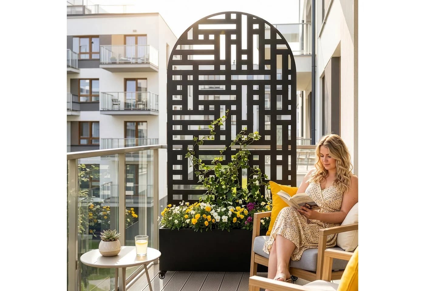 casa.pro Trennwand mit Blumenkasten Bernalda Schwarz Rollbar - Bild 4