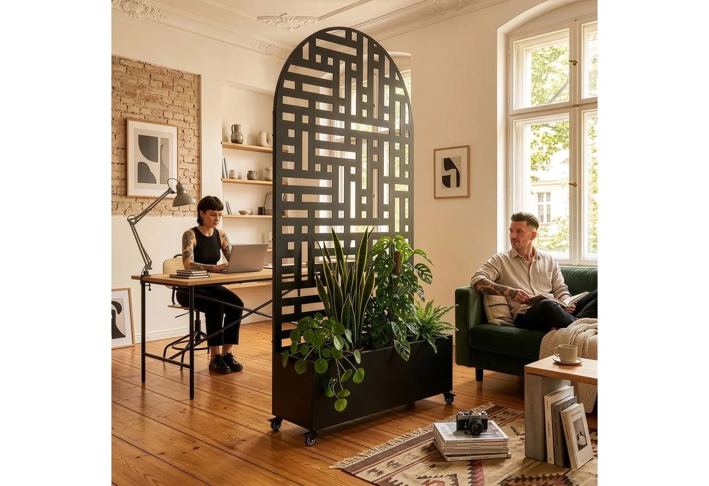 casa.pro Trennwand mit Blumenkasten Bernalda Schwarz Rollbar - Bild 5