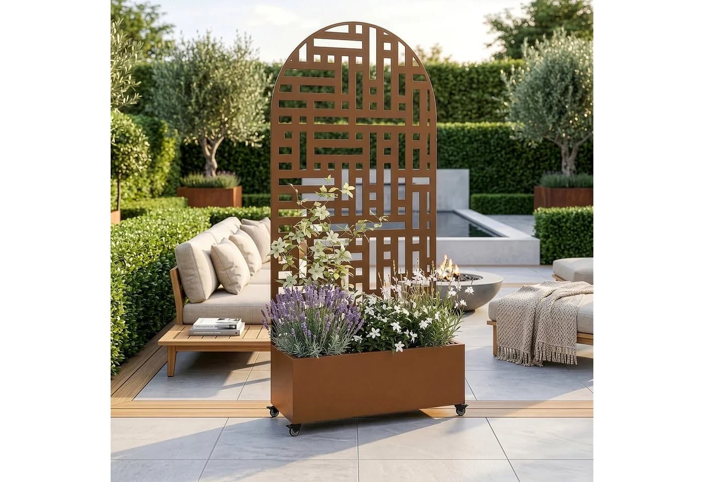 casa.pro Trennwand mit Blumenkasten »Bernalda« Braun Rollbar - Bild 2
