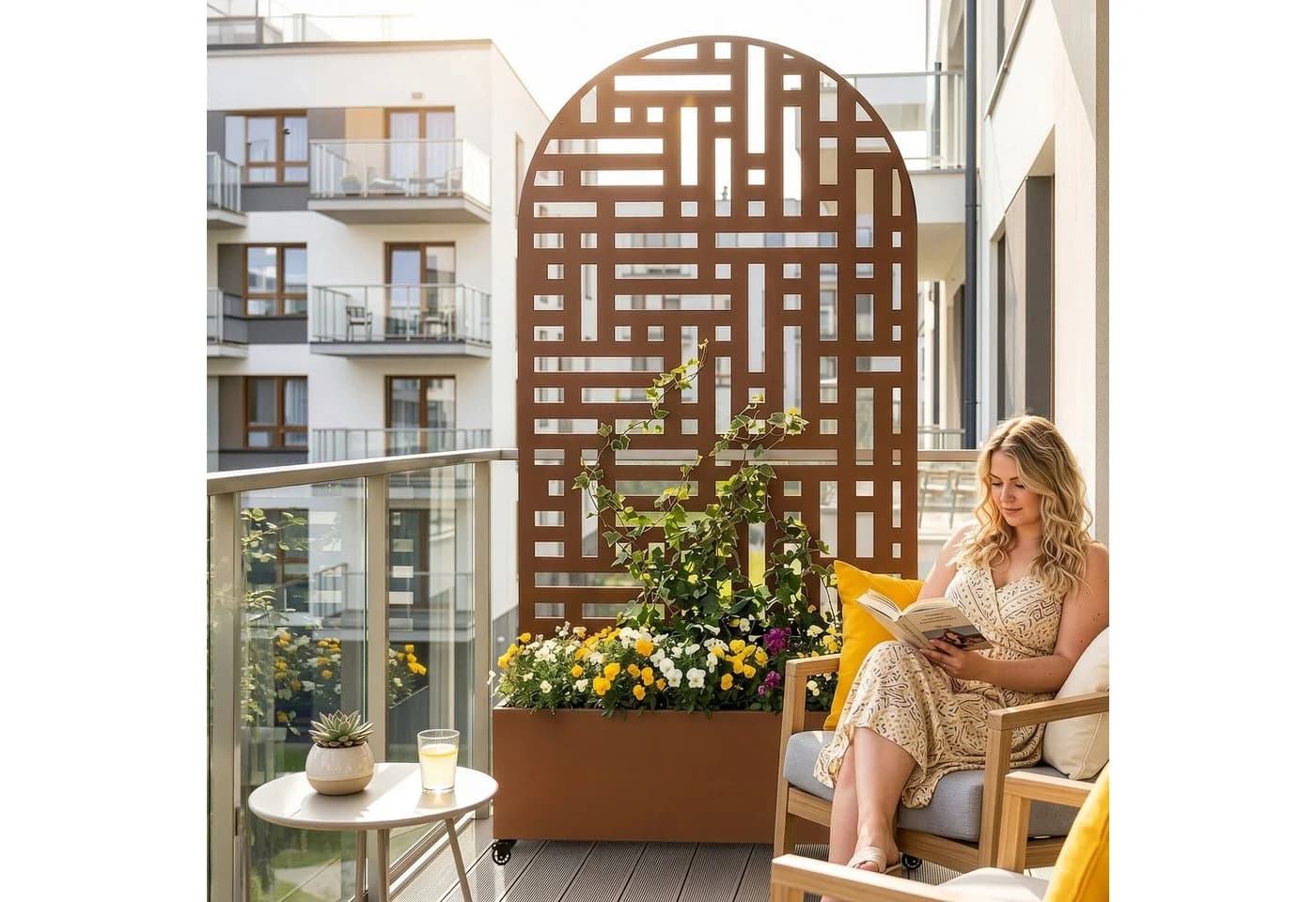 casa.pro Trennwand mit Blumenkasten »Bernalda« Braun Rollbar - Bild 4