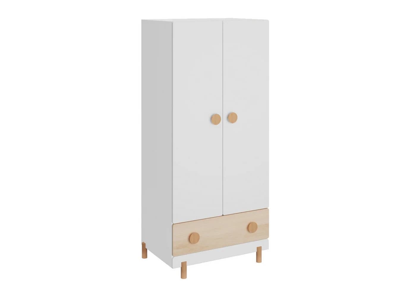 en.casa Kinderkleiderschrank Vaarentaa mit Schublade Weiß/Eiche