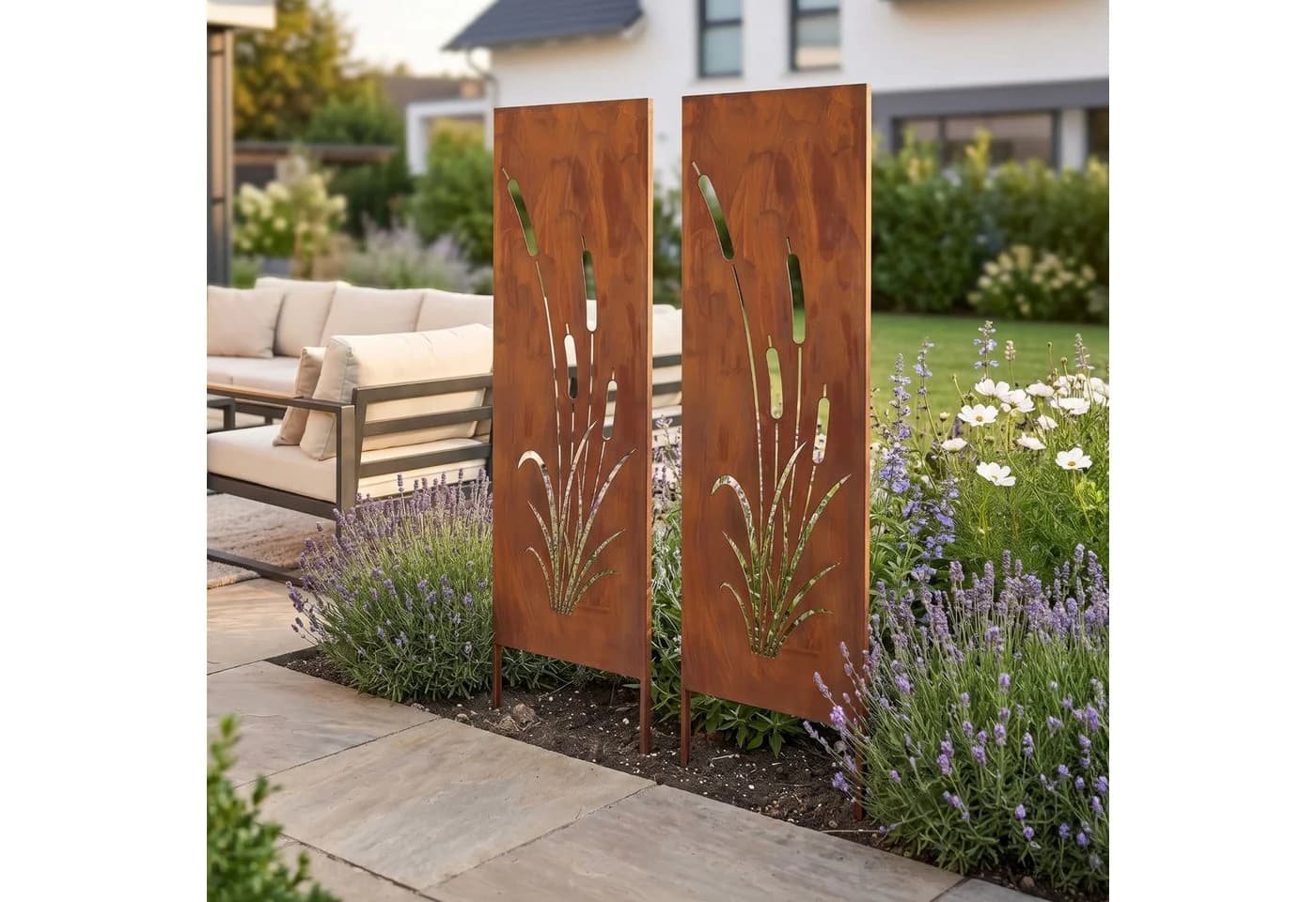 casa.pro Gartenstecker 2er Set Schilfmotiv Cortenstahl Edelrost - Bild 2
