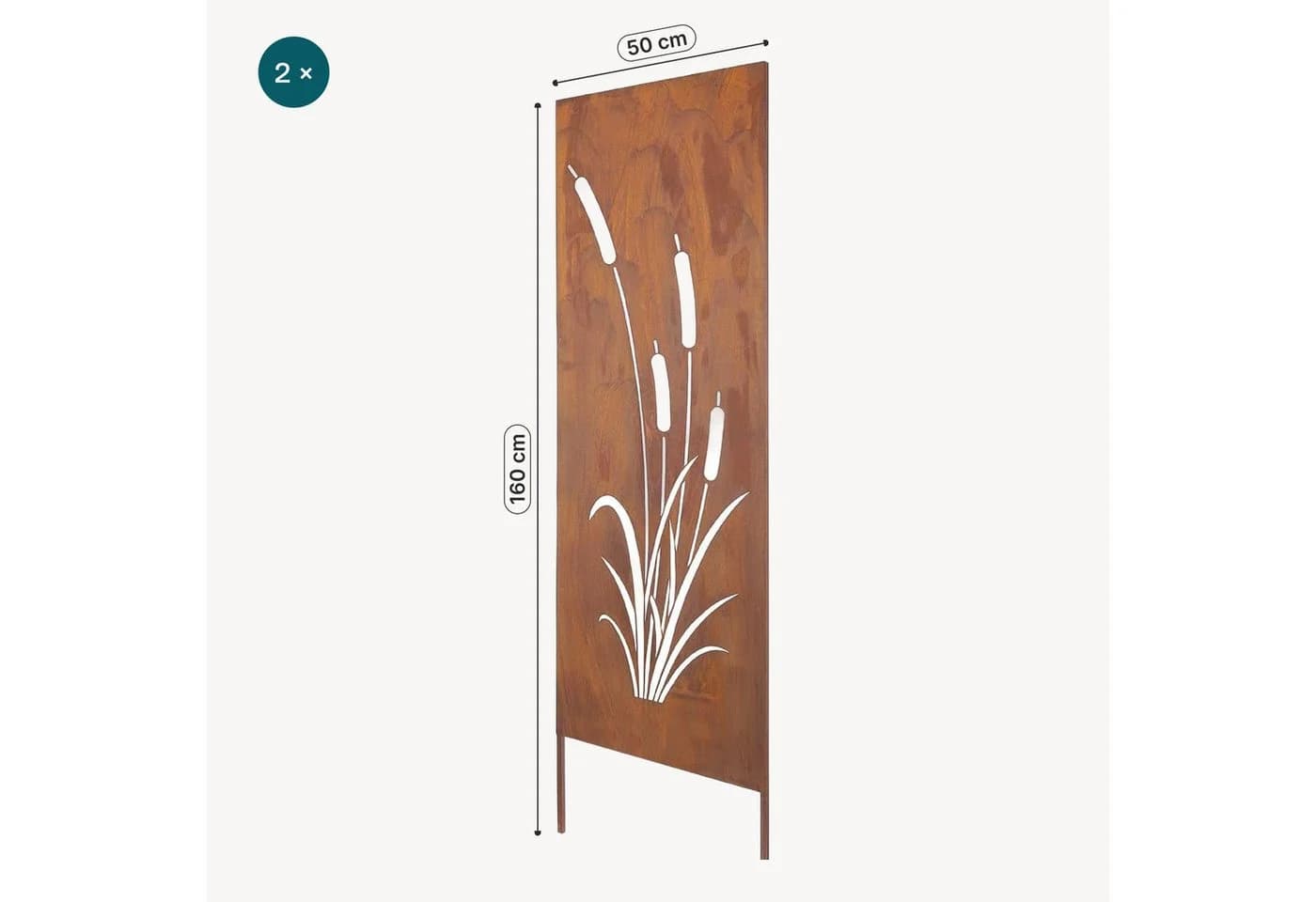 casa.pro Gartenstecker 2er Set Schilfmotiv Cortenstahl Edelrost - Bild 3