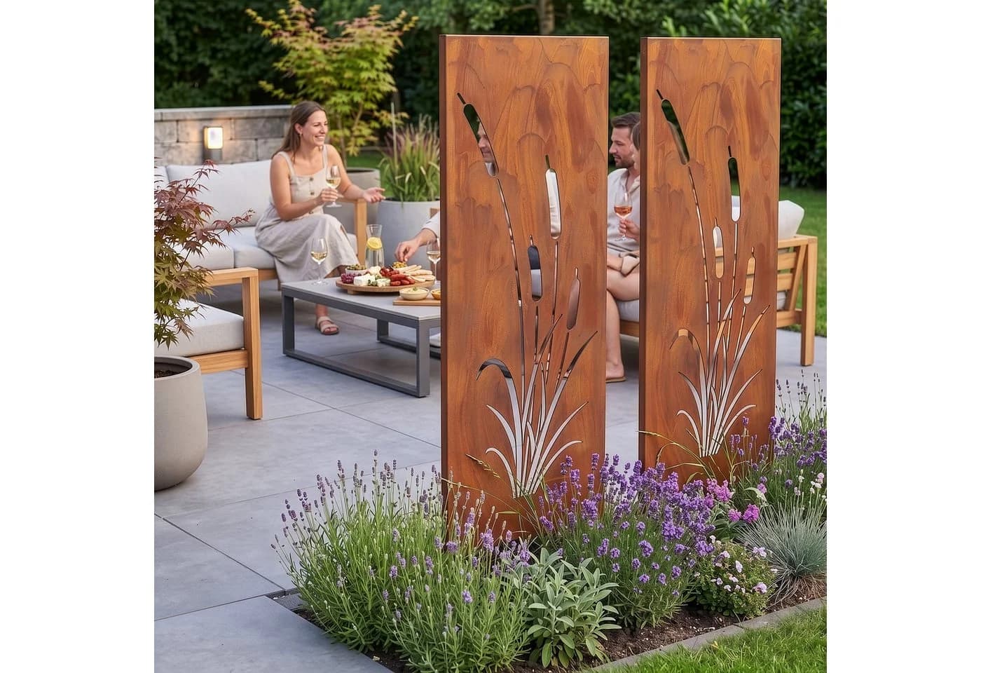 casa.pro Gartenstecker 2er Set Schilfmotiv Cortenstahl Edelrost - Bild 4