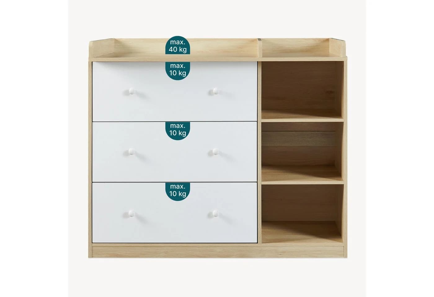 en.casa Wickelkommode Beldinupp mit abnehmbarer Auflage Eiche/Weiß - Bild 5